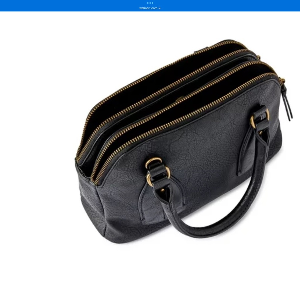 Time and Tru Women’s Palms Satchel Handbag Black